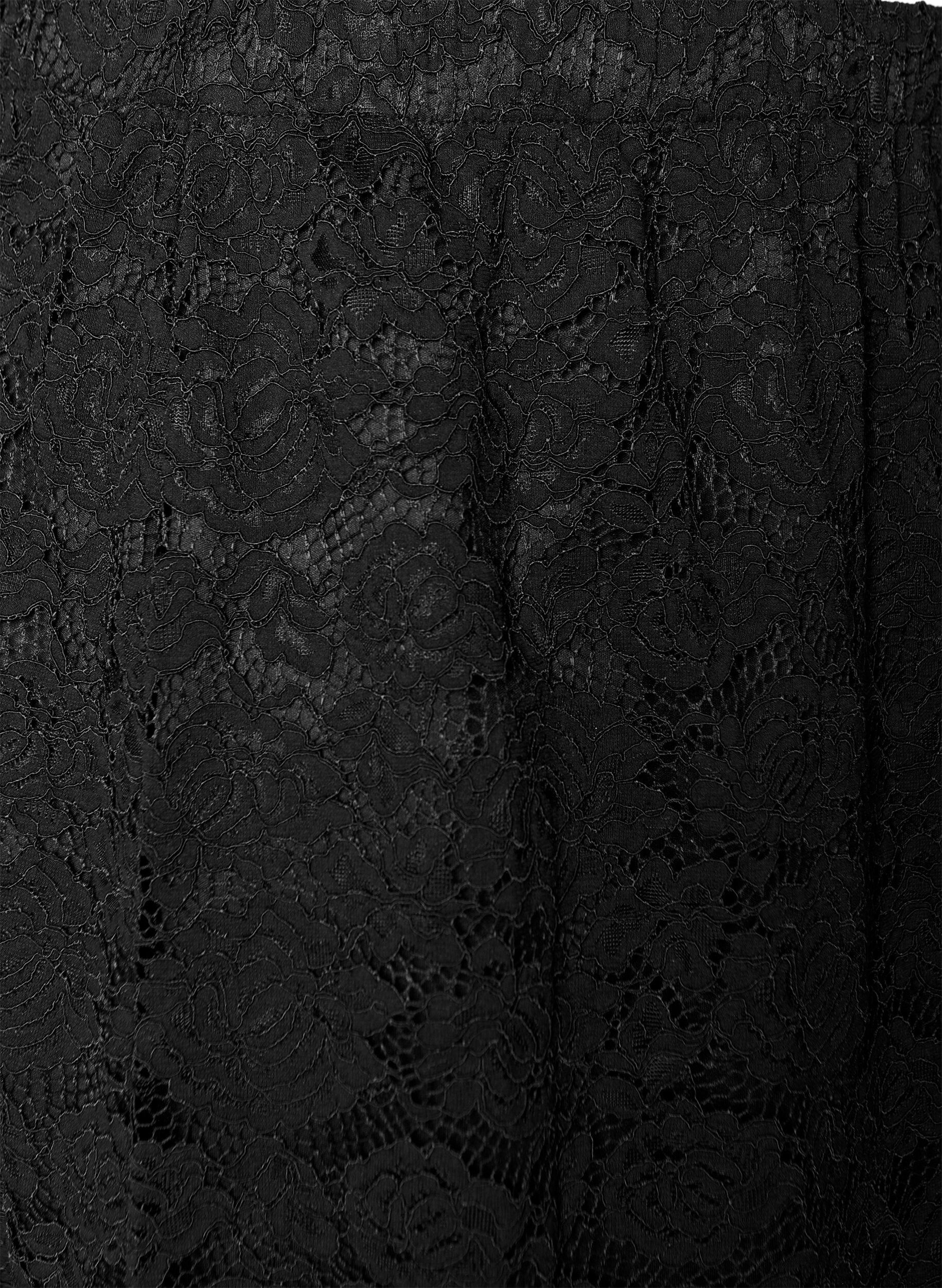 Zizzi Spodniczka midi z koronki z elastyczna talia, Czarne, Packshot image number 2