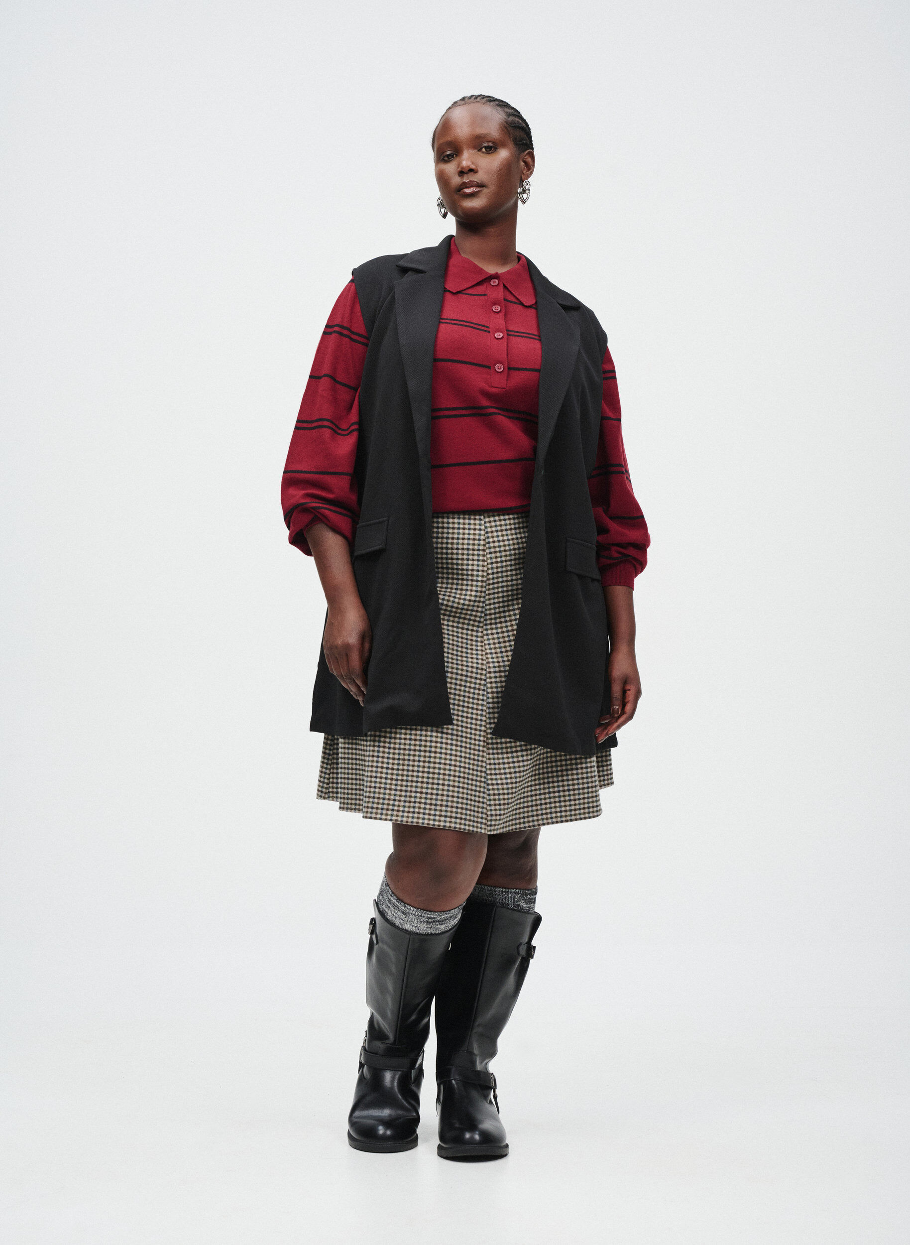 Zizzi Dzianinowa bluzka z kolnierzykiem, Czerwony, Image image number 0