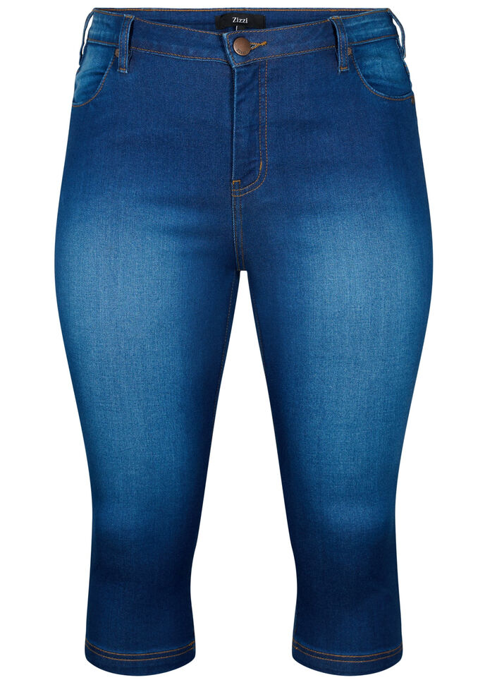 Amy capri jeans z wysokim stanem i bardzo dopasowanym krojem, Niebieskie, Packshot image number 0