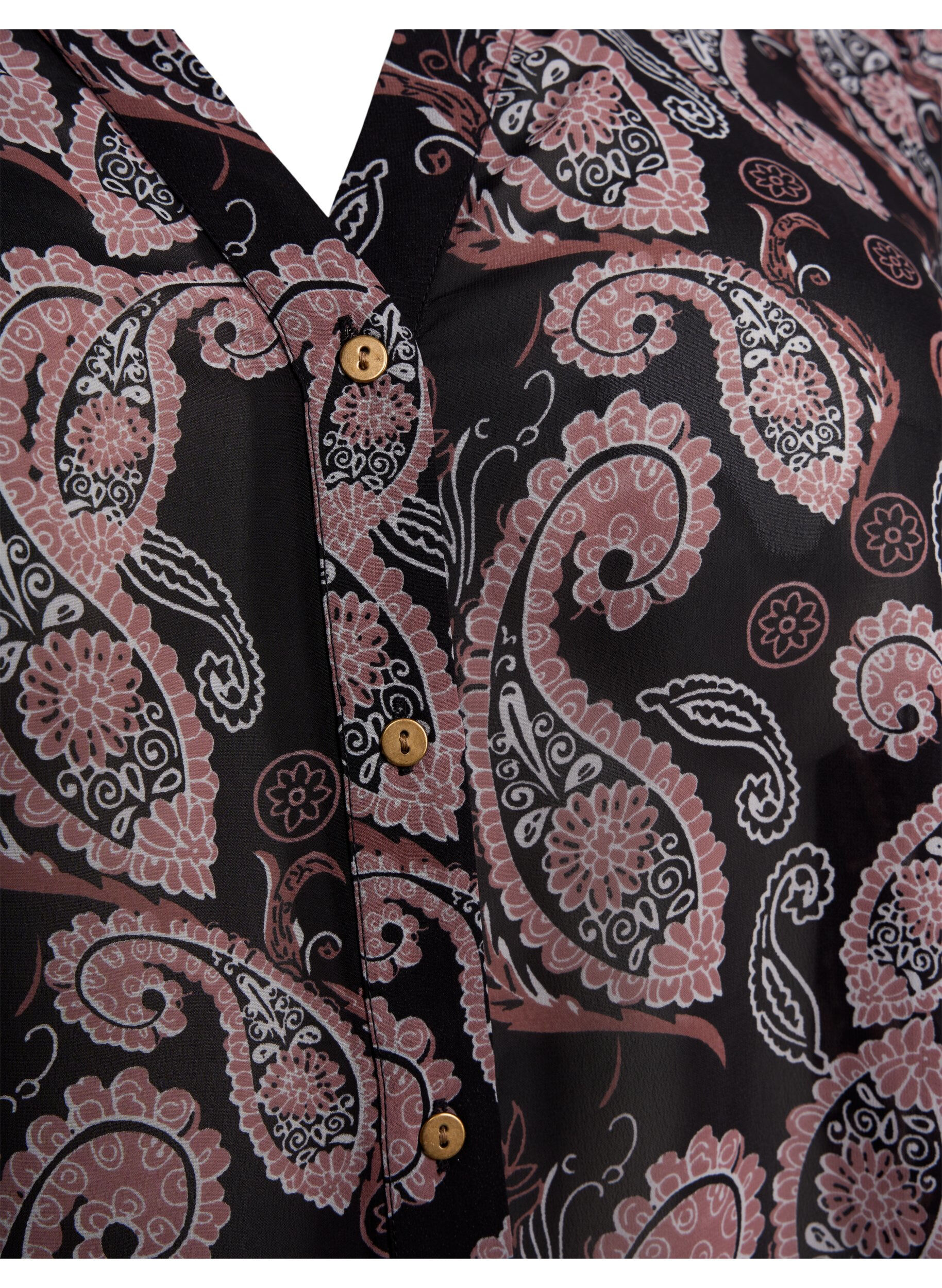 Zizzi Koszula z dekoltem w szpic i tureckim wzorem, Black/Beige Paisley, Packshot image number 2