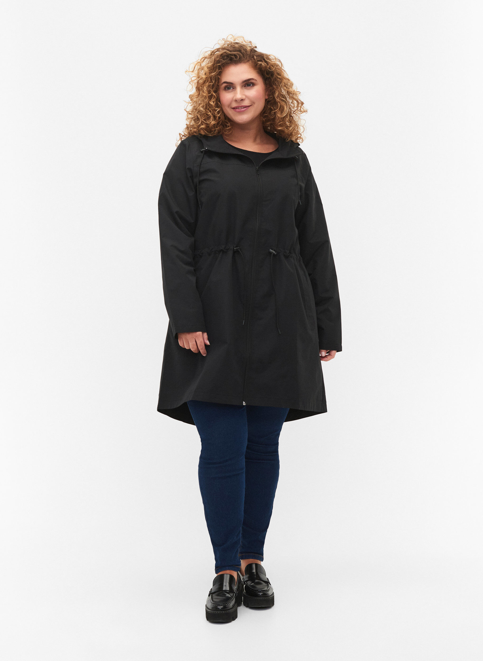 Zizzi Flash &ndash; wodoodporna parka z kapturem, Black, Model image number 1