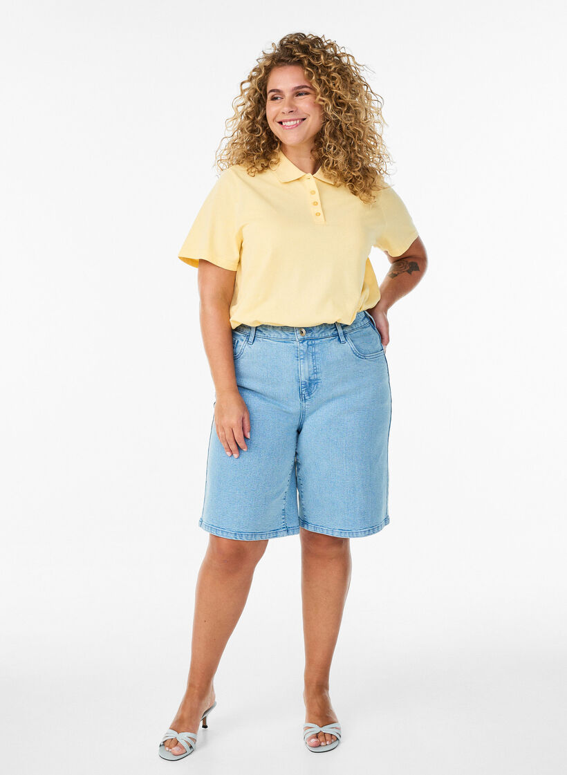 Luzne szorty jeansowe z wysoka talia, Niebieskie, Model image number 1