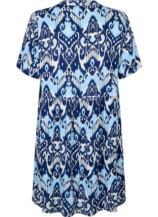 Wiskozowa sukienka z krótkim rekawem i nadrukiem, Blue Ethnic AOP, Packshot image number 1