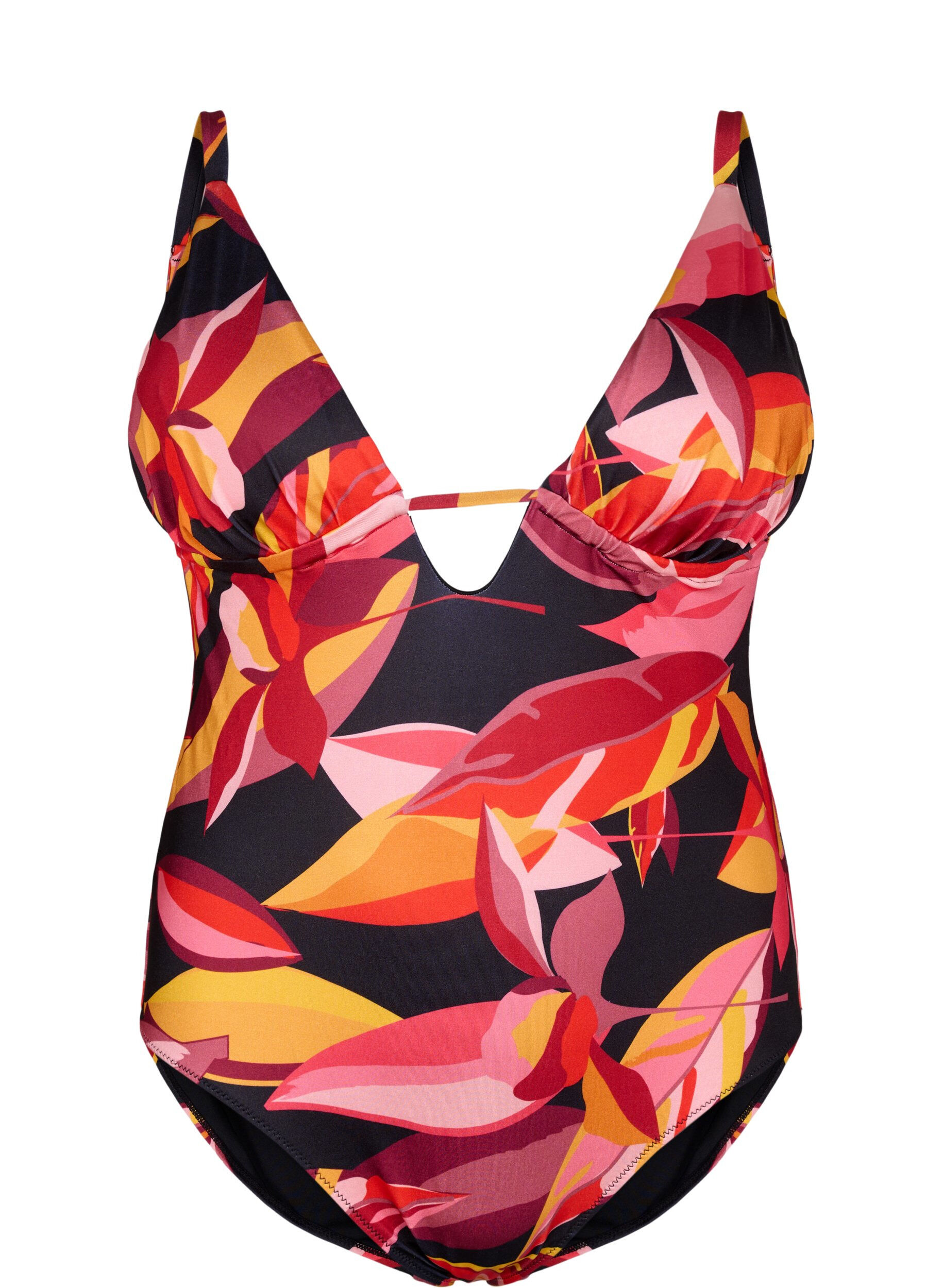 Zizzi Str&oacute;j kapielowy z dekoltem w szpic i wiazanymi detalami, Czerwony, Packshot image number 0