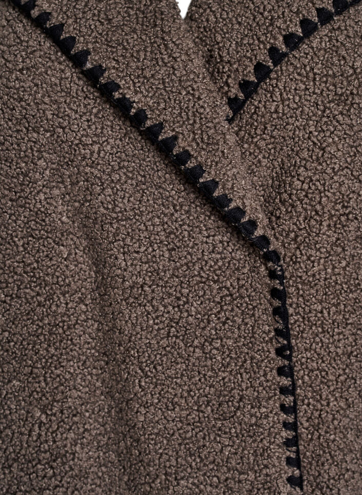 Kurtka pluszowa z kontrastowymi detalami, Brązowy, Packshot image number 2
