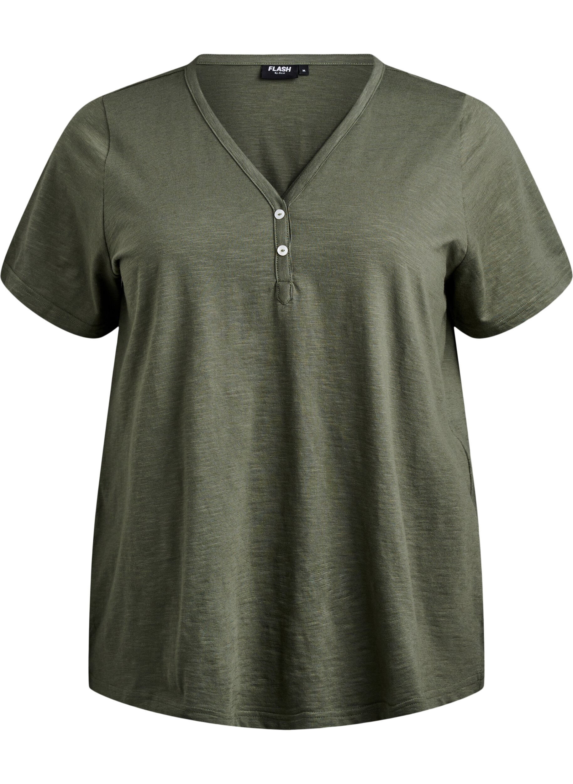 ZizziT-shirt z guzikami, Zielony, Packshot image number 0