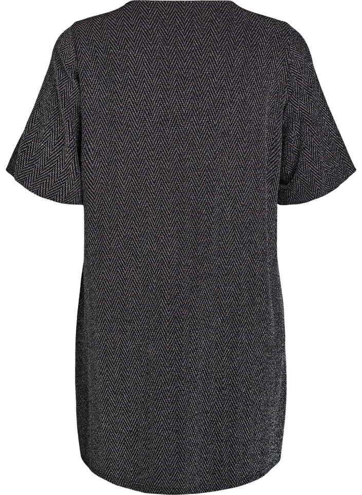 Krótka sukienka z blyszczacym wzorem, Czarne, Packshot image number 1