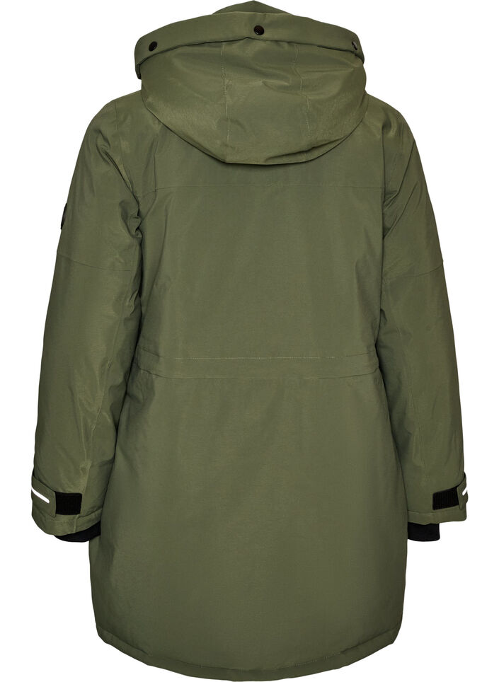 Hydrofobowa parka z kapturem i funkcjonalnymi detalami, Zielony, Packshot image number 1