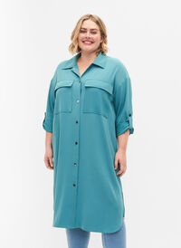 Dluga kurtka-sukienka z zapieciem na guziki, Brittany Blue, Model