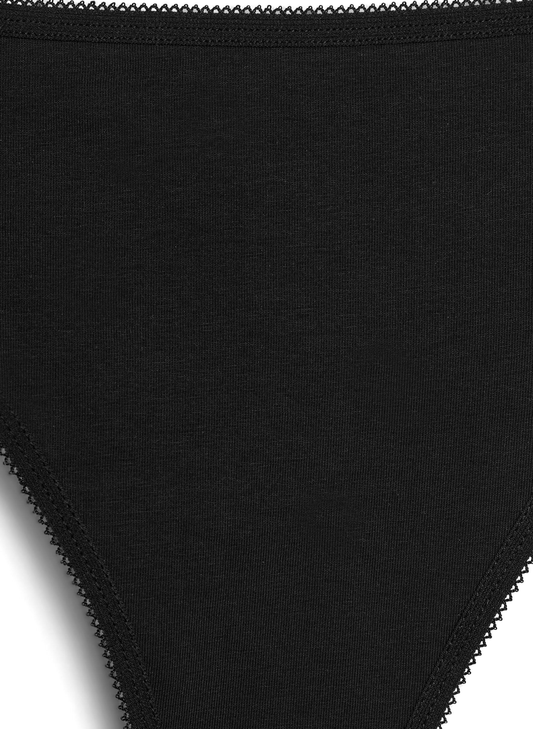 Zizzi 7-pack bawelniane thongi z niskim stanem, Czarne, Packshot image number 2