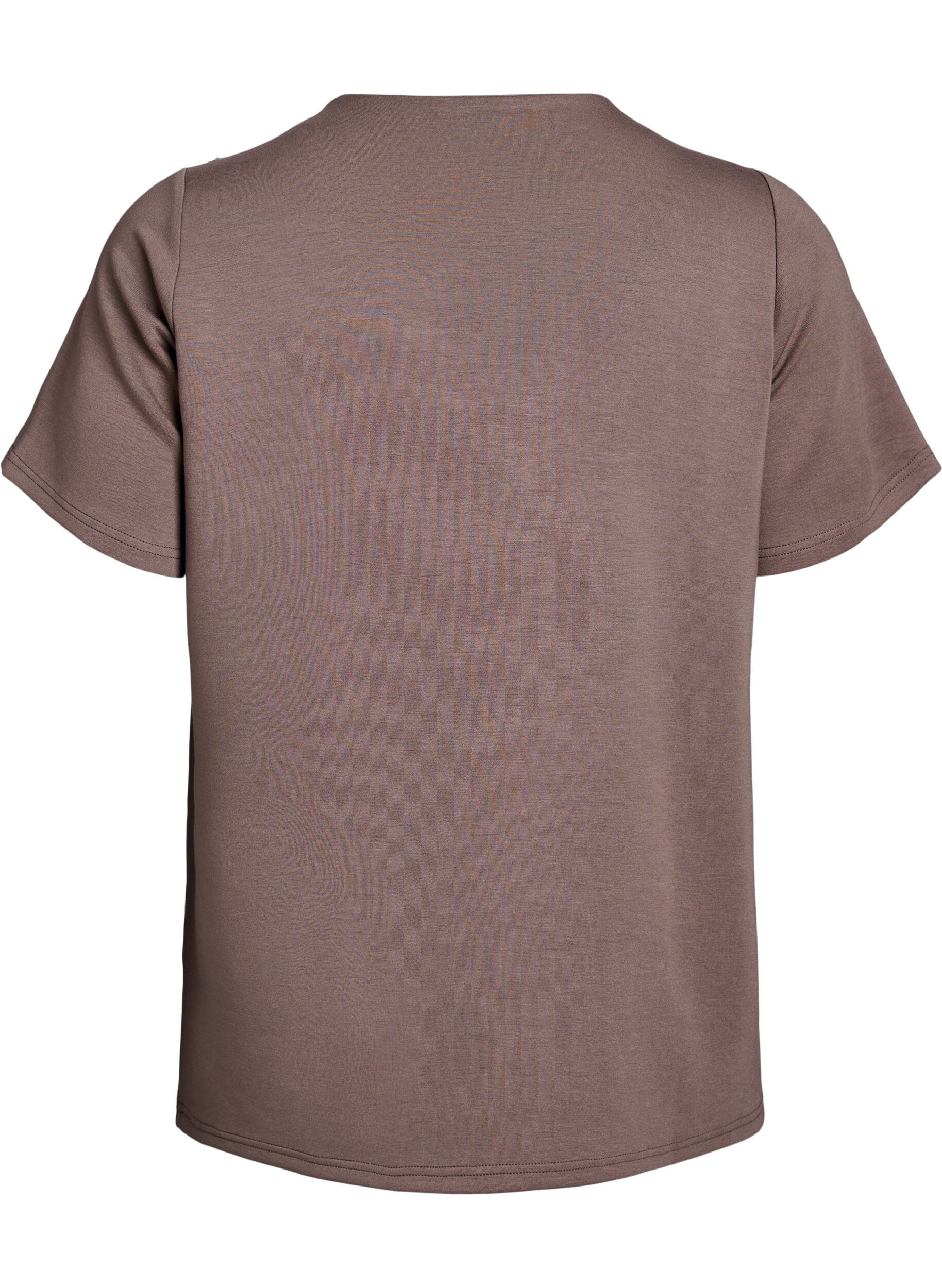 Zizzi Bluzka z kr&oacute;tkim rekawem i ozdobnym guzikiem, Brązowy, Packshot image number 1