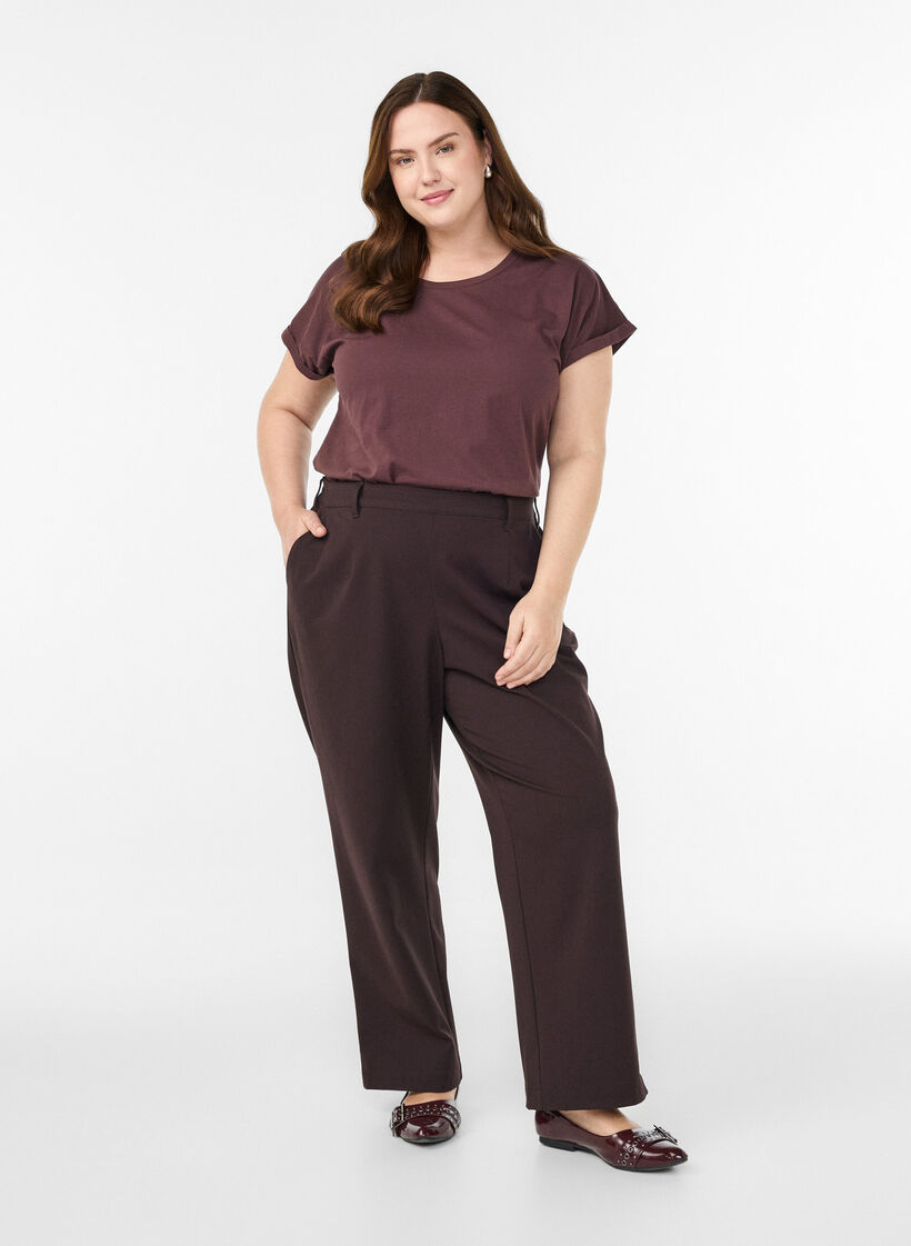 Koszulka z krótkimi rekawami wykonana z mieszanki bawelny, Ciemnobordowy, Model image number 1