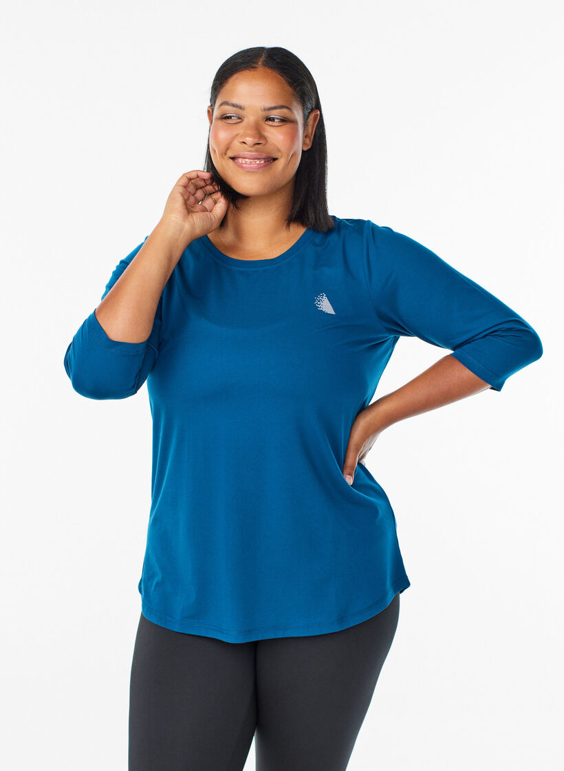  Bluzka treningowa z rekawami 3/4, Niebieskie, Model image number 0