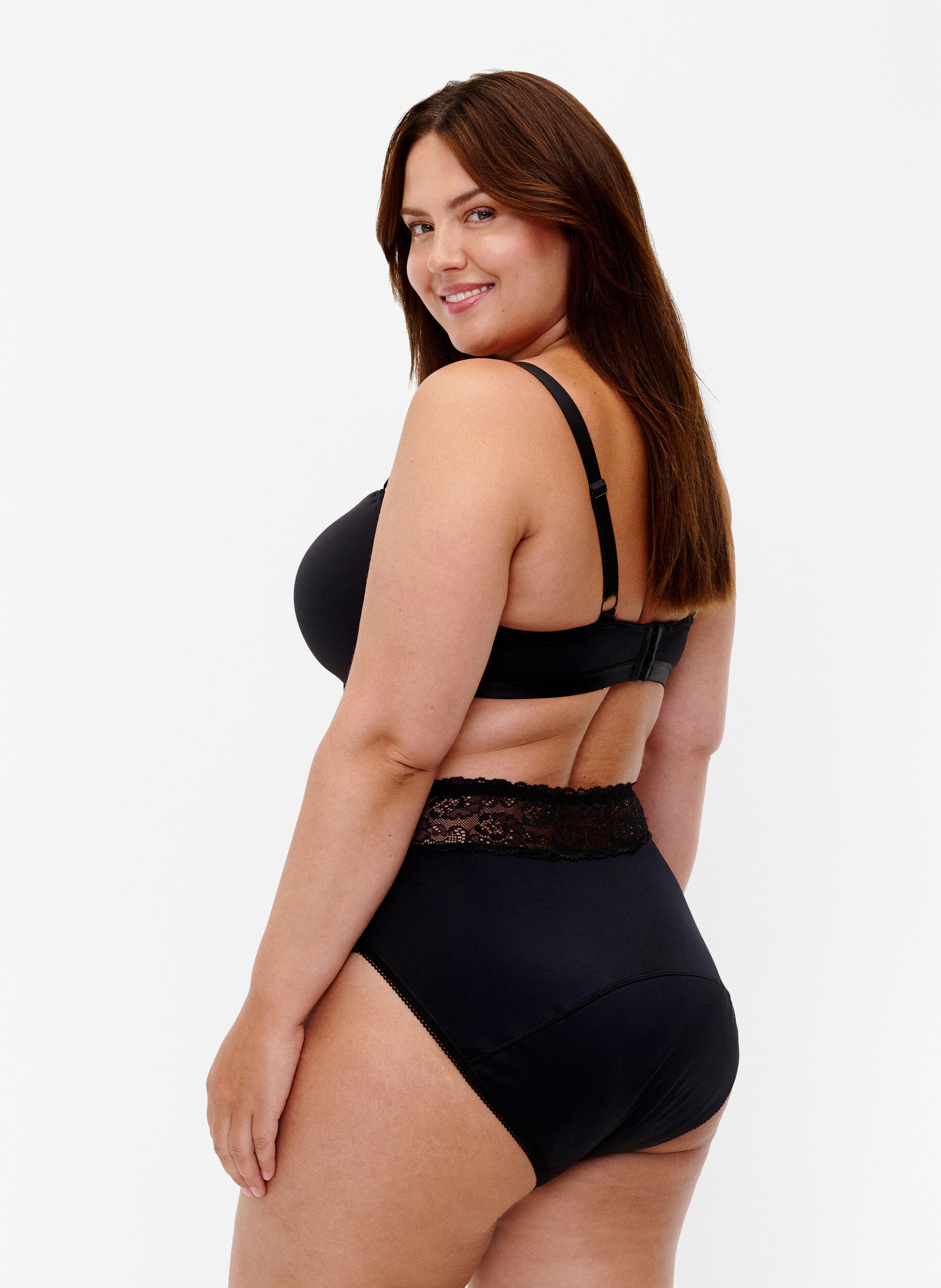 Zizzi Majtki menstruacyjne z koronka, Czarne, Model image number 1