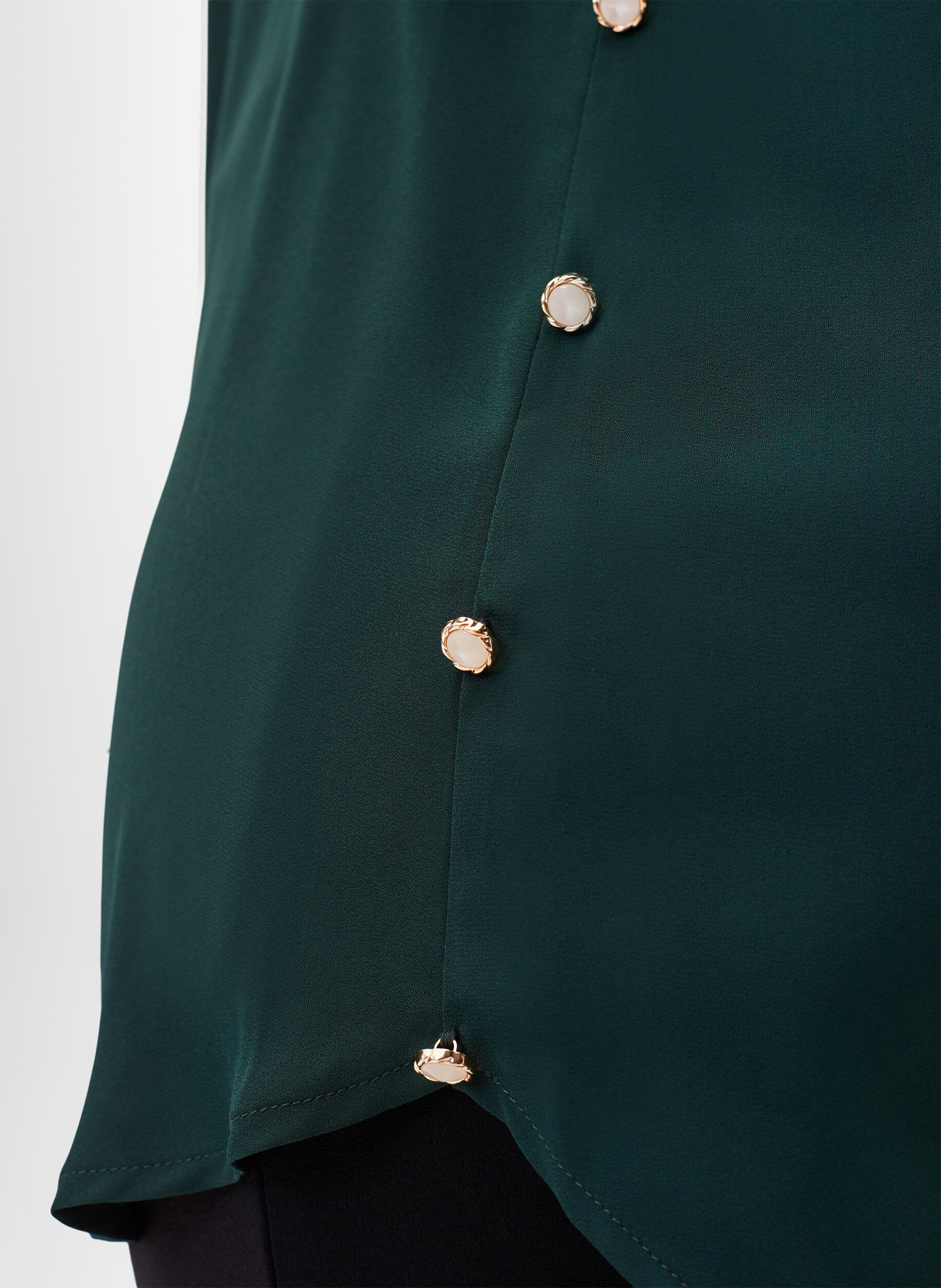 Zizzi Long sleeve shirt with ruffle collar, Scarab, Model image number 2