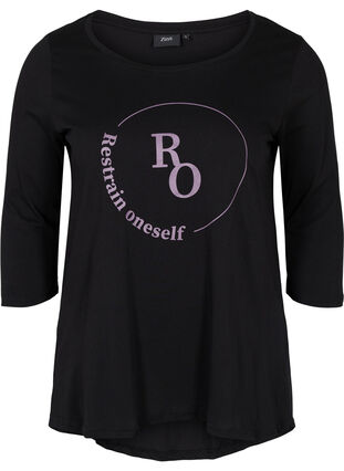 Bawelniana koszulka z rekawem 3/4, Black RO, Packshot image number 0