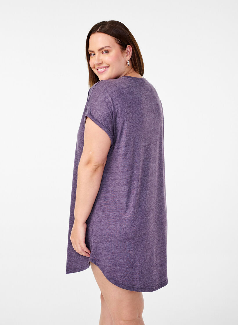 Koszula nocna z krótkim rekawem i nadrukiem tekstowym, , Model image number 2