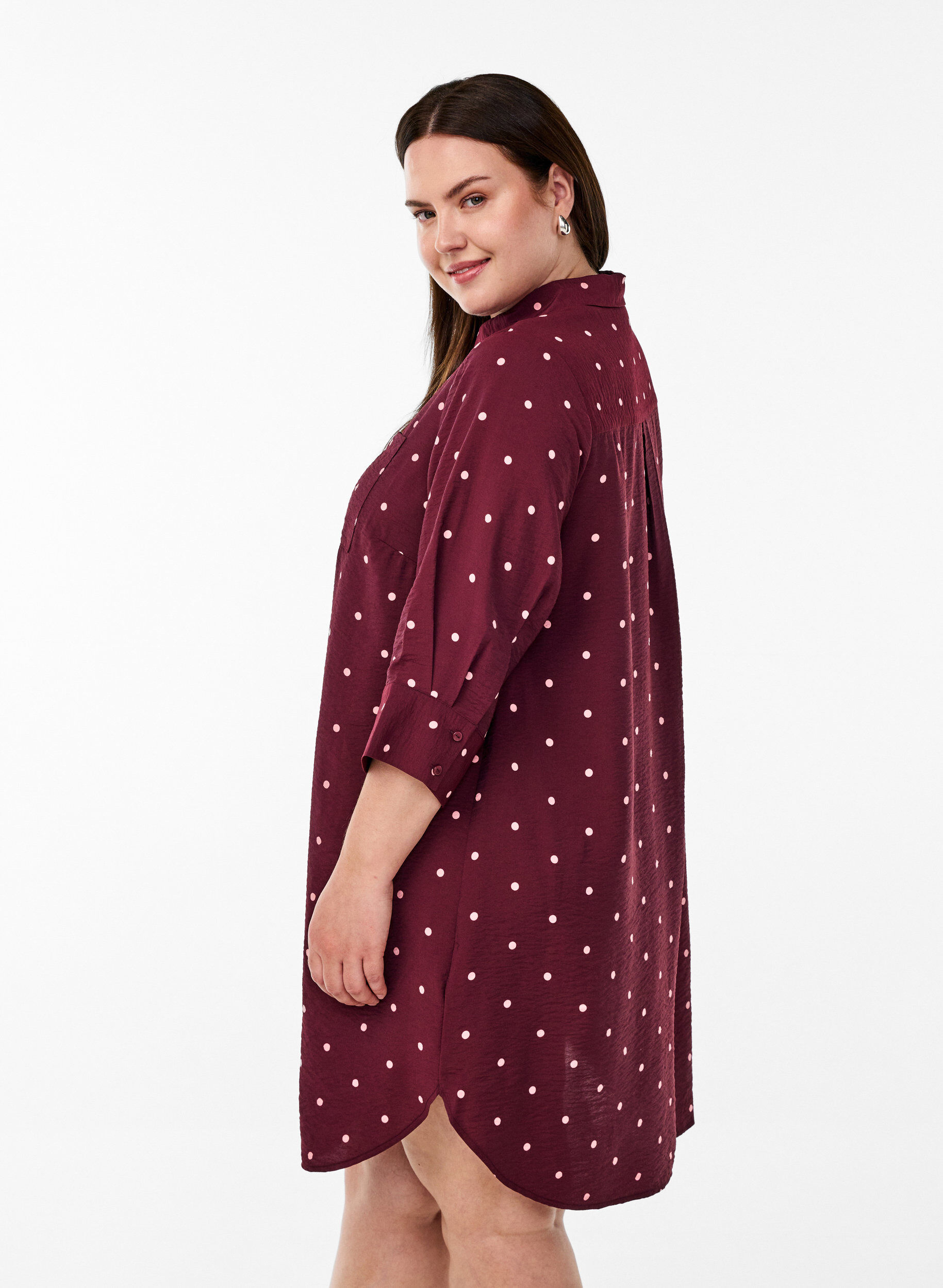 Zizzi Kr&oacute;tka sukienka z kolnierzykiem i kieszenia na piersi, Czerwony, Model image number 2