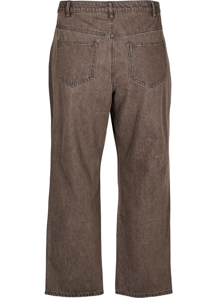  Jeansy o prostych nogawkach w kolorowym denimie, Brązowy, Packshot