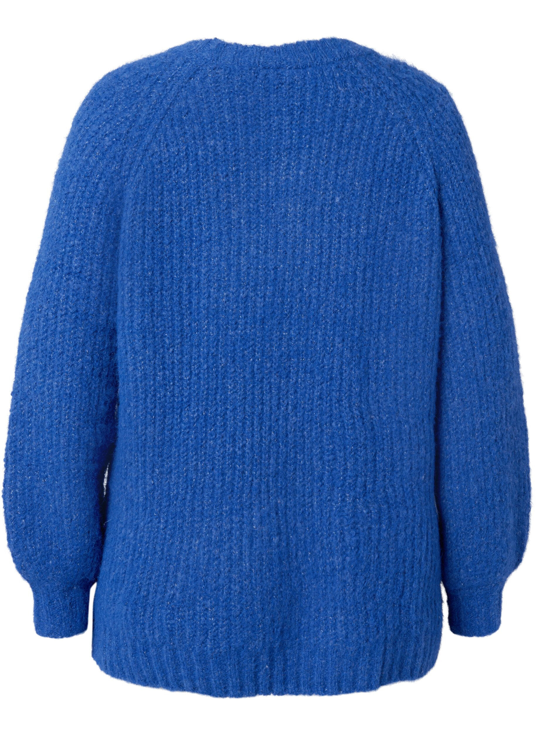 Zizzi Dzianinowy sweter z welna i raglanowymi rekawami, Princess Blue, Packshot image number 1