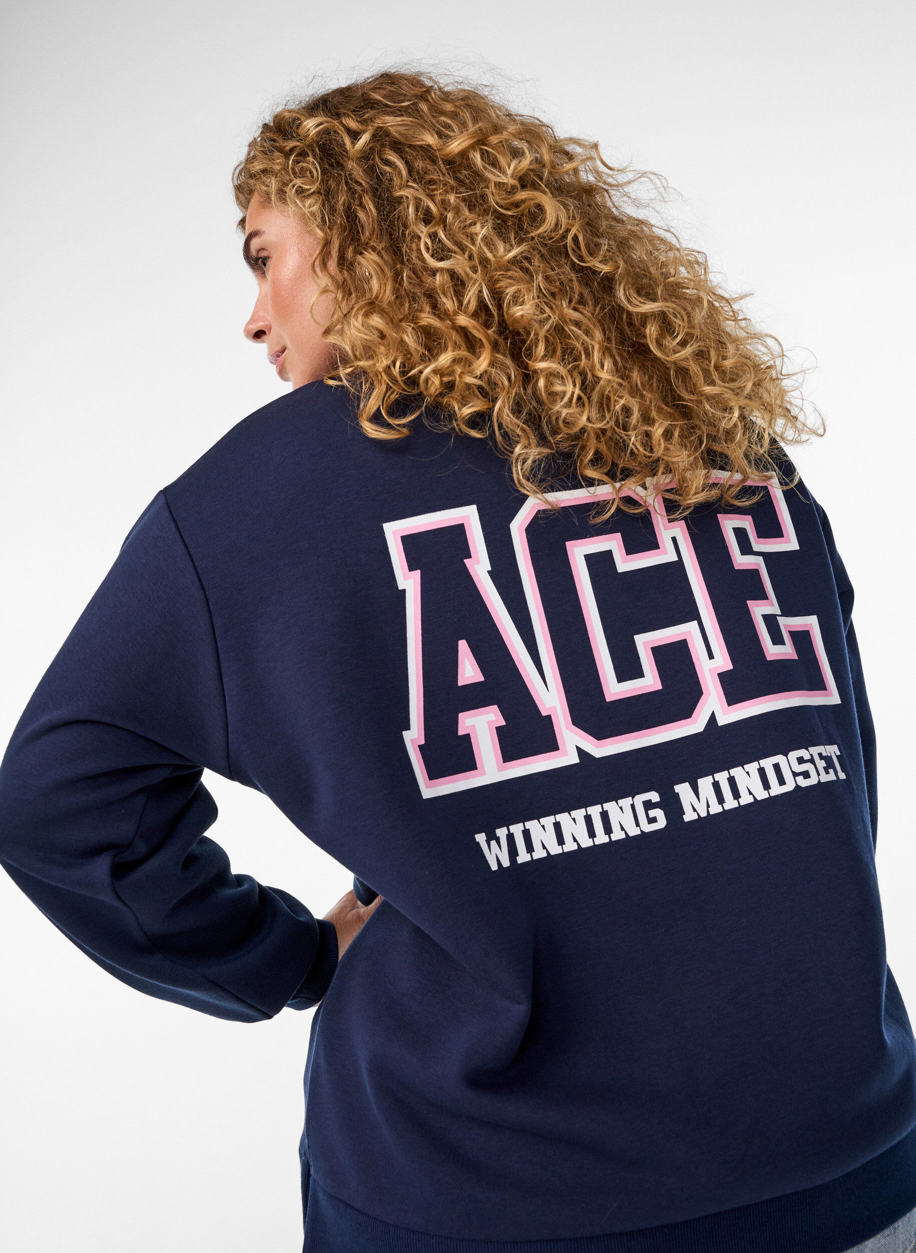 Zizzi Bluza z nadrukiem na rekawach i z tylu, Niebieskie, Model image number 3