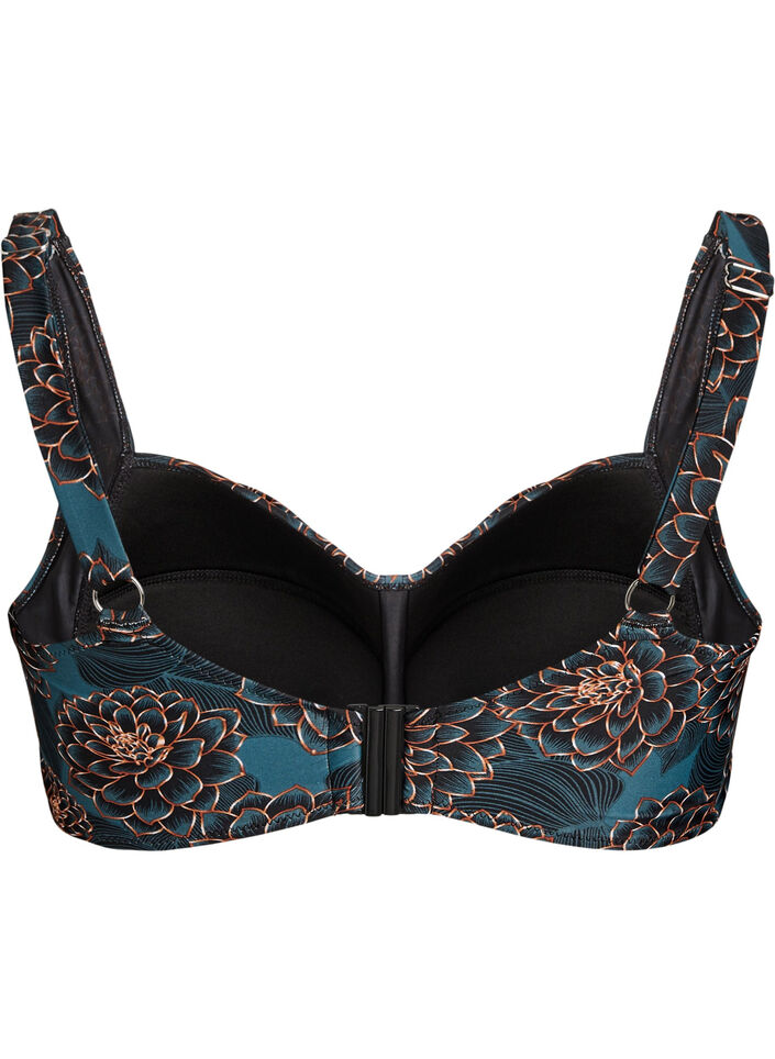 Bikinikowy top z wysci&oacute;lka i nadrukiem, Niebieskie, Packshot image number 1