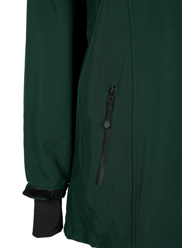 Krótka kurtka softshell z odpinanym kapturem, Zielony, Packshot image number 3