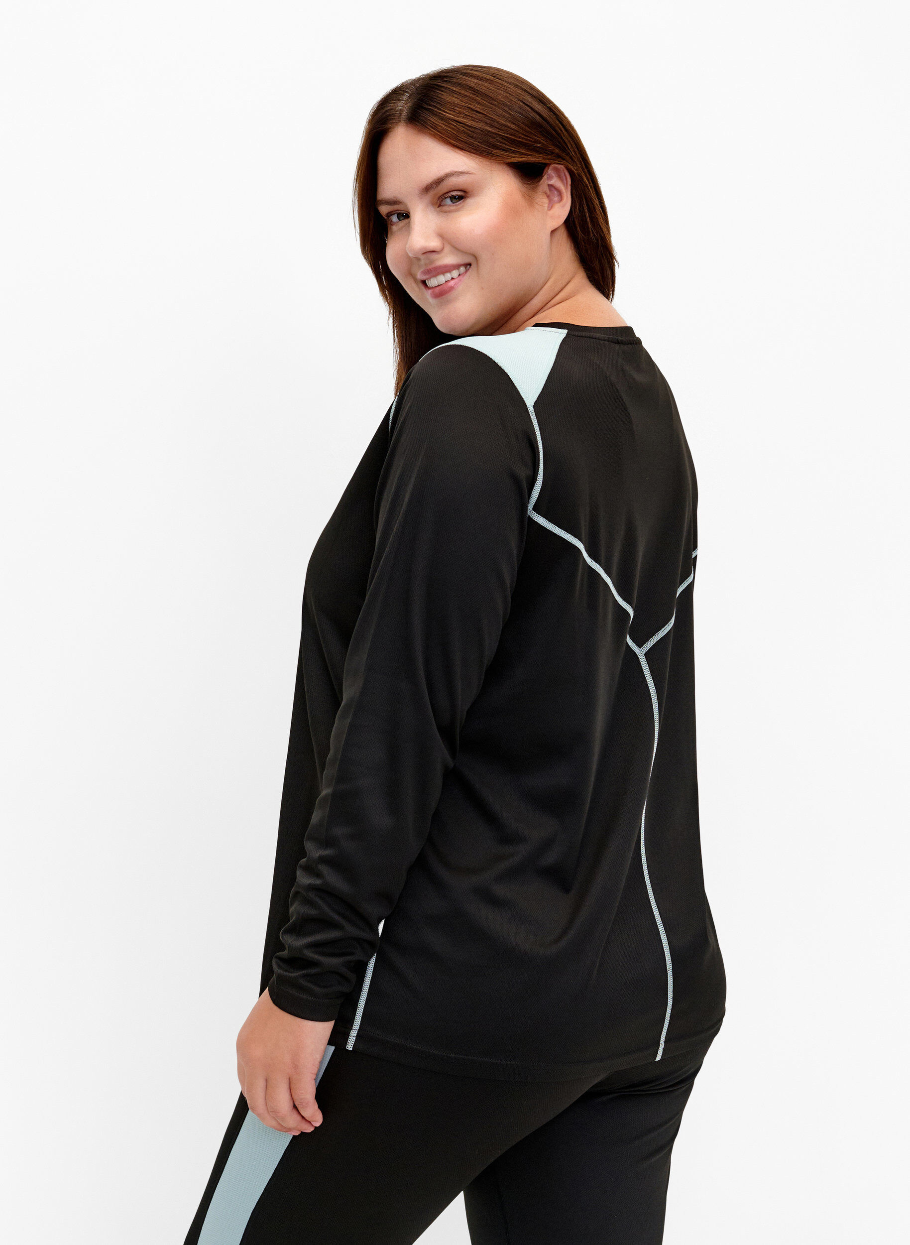 Zizzi Kolorowy podkoszulek narciarski, Black w. Gray Mist, Model image number 1