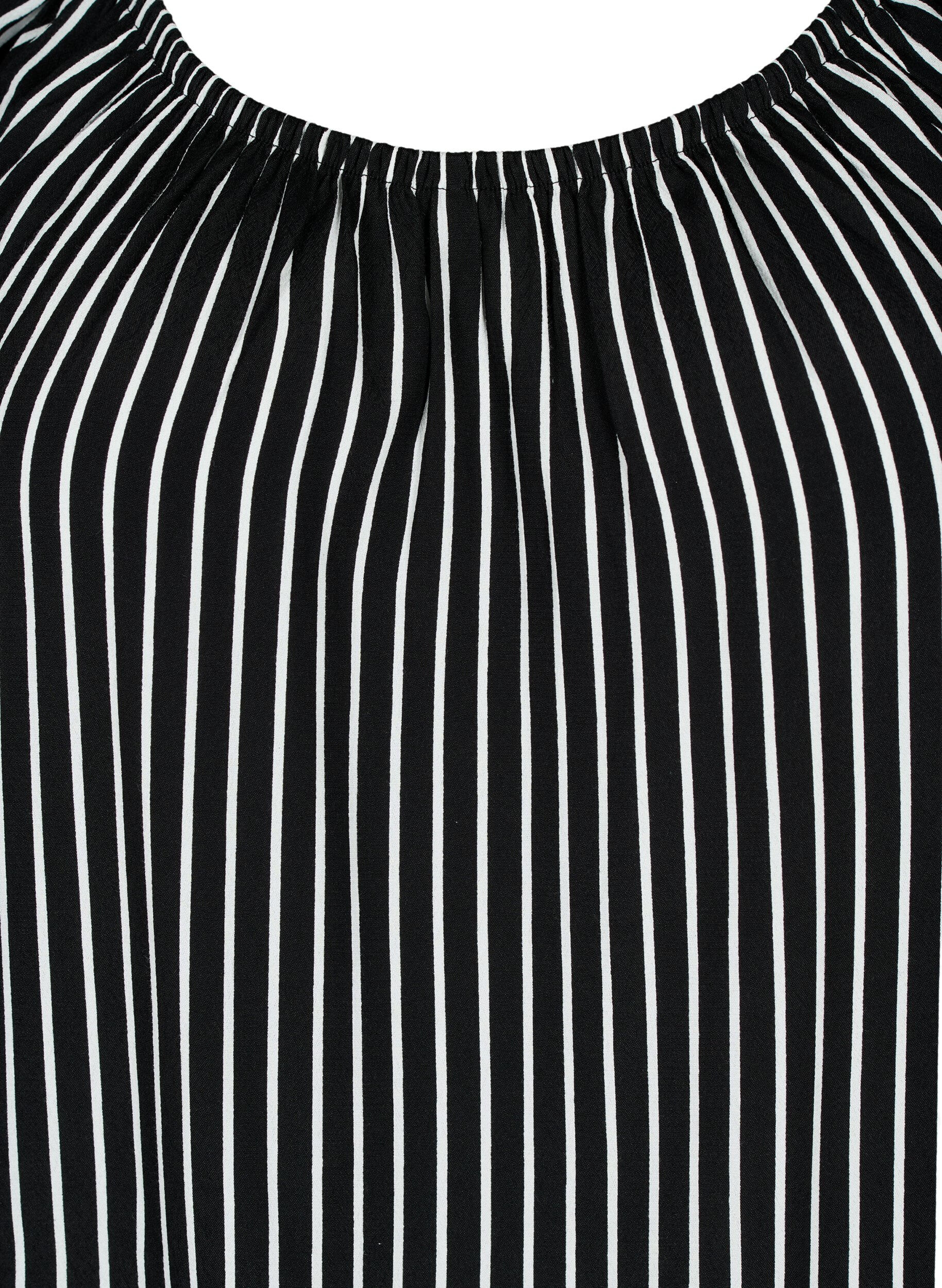Zizzi Wiskozowa bluzka w paski z kr&oacute;tkimi rekawami, Black/ White Stripe, Packshot image number 2