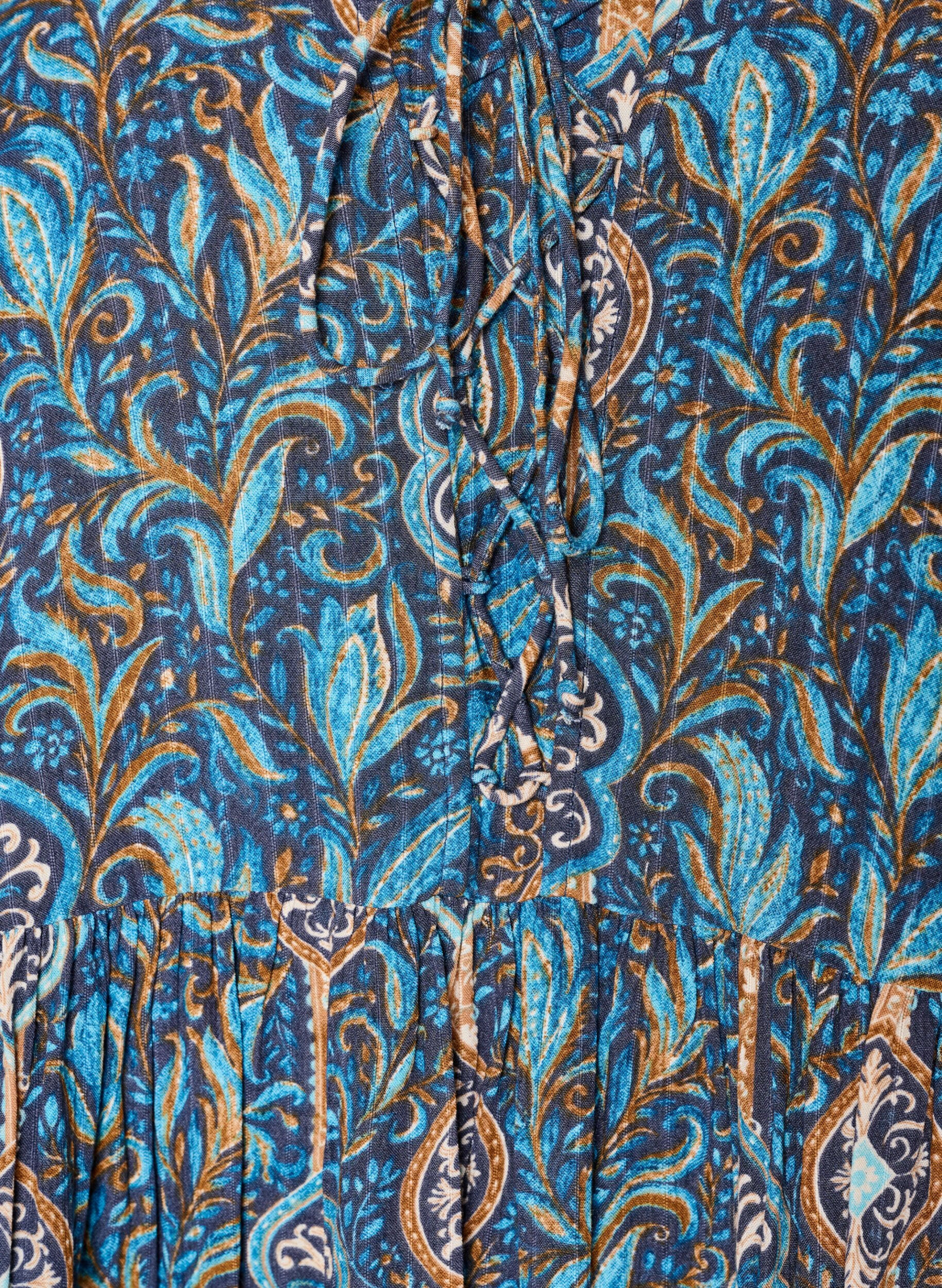 ZizziBluzka z nadrukiem w stylu paisley i koronkowym detalem, Niebieskie, Packshot image number 2