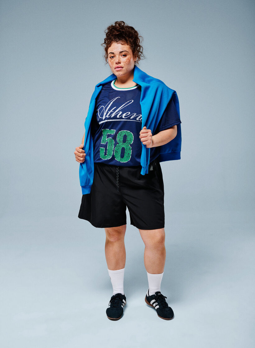 Szorty sportowe z wewnetrznymi szorty i kieszenia na telefon, Czarne, Image image number 0