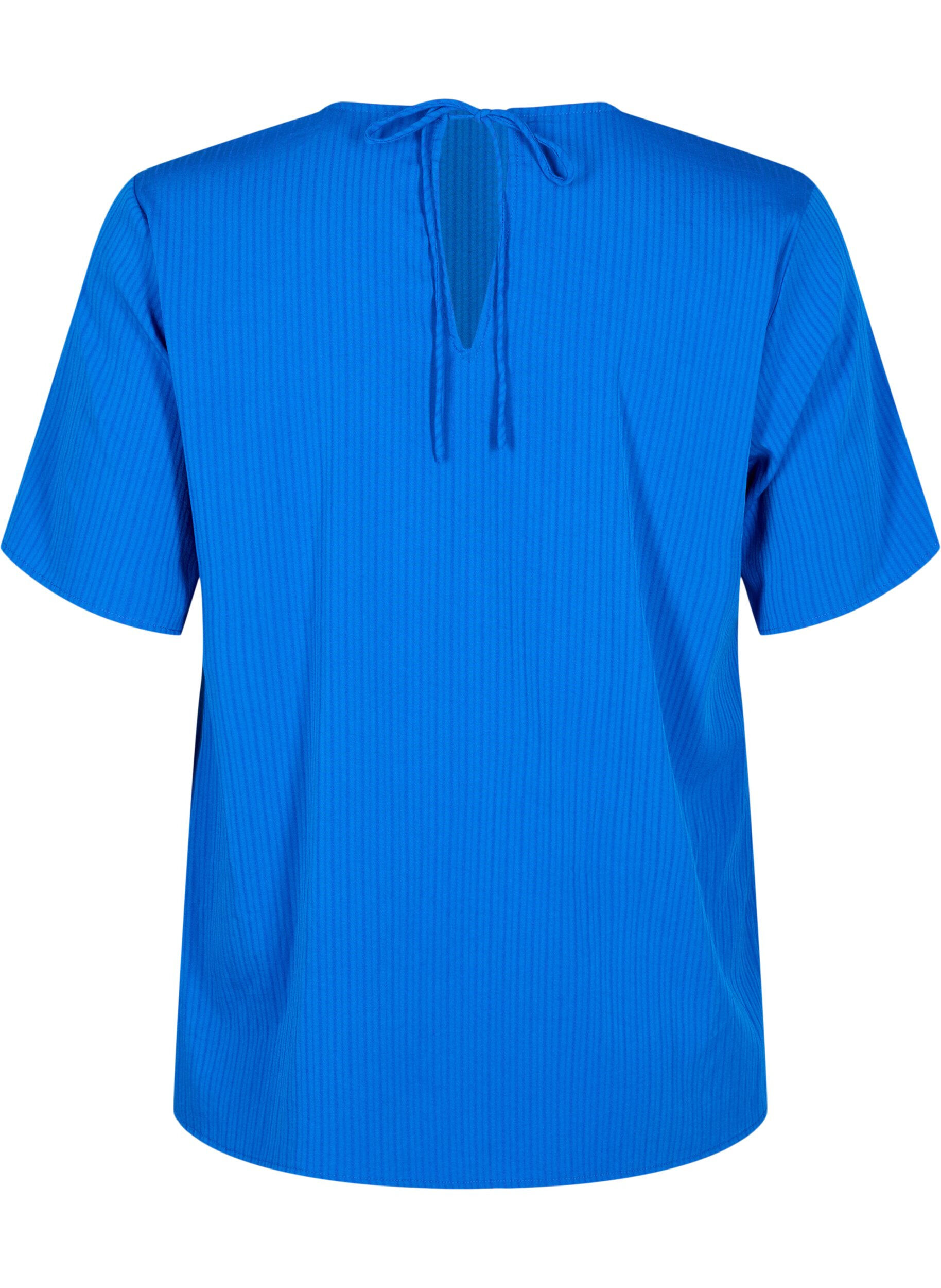 Zizzi Bluzka z wiskozy z kr&oacute;tkim rekawem i wiazaniem, Princess Blue, Packshot image number 1