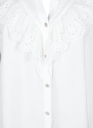 Wiskozowa bluzka koszulowa z marszczeniami, Bright White, Packshot image number 2