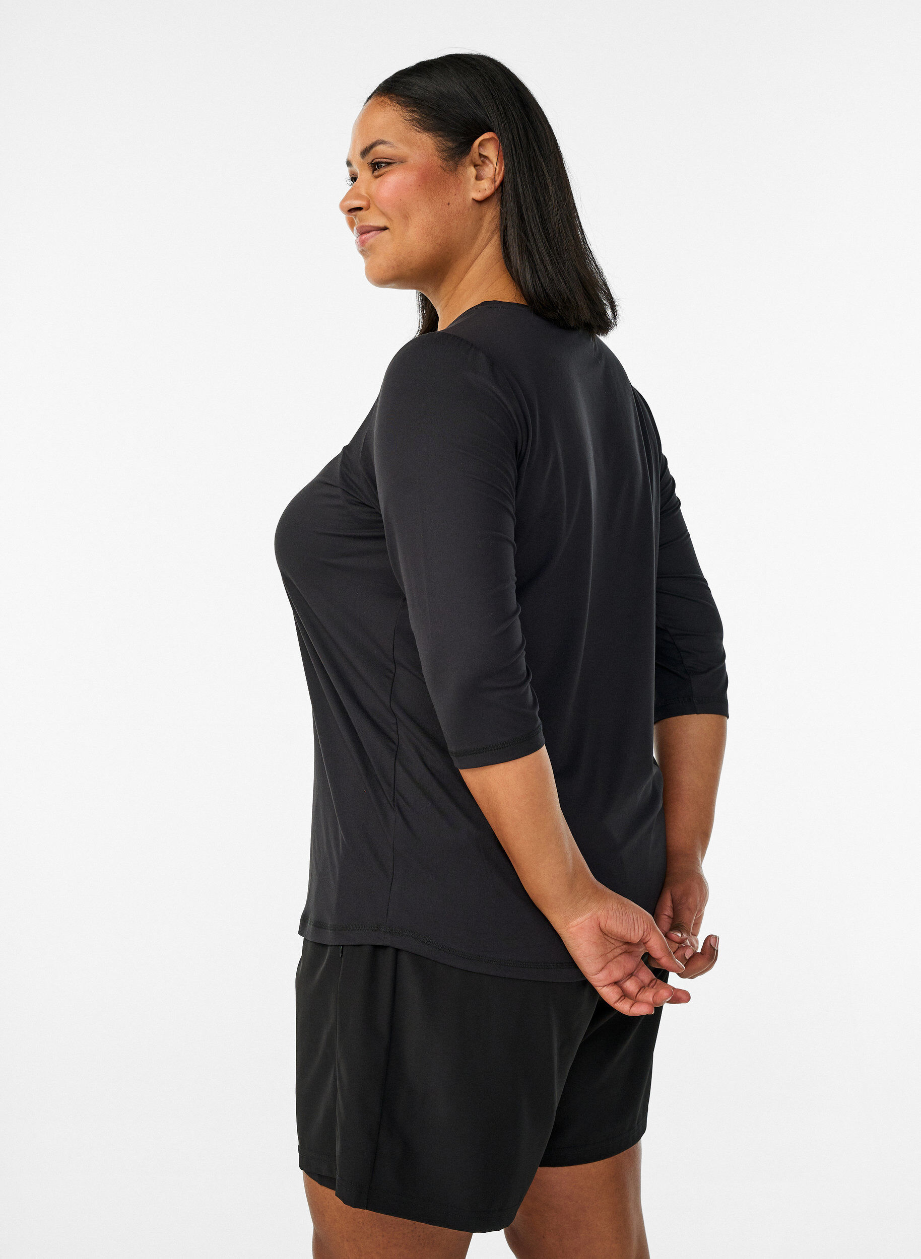 ZizziSportowy top z rekawami 3/4, Czarne, Model image number 2