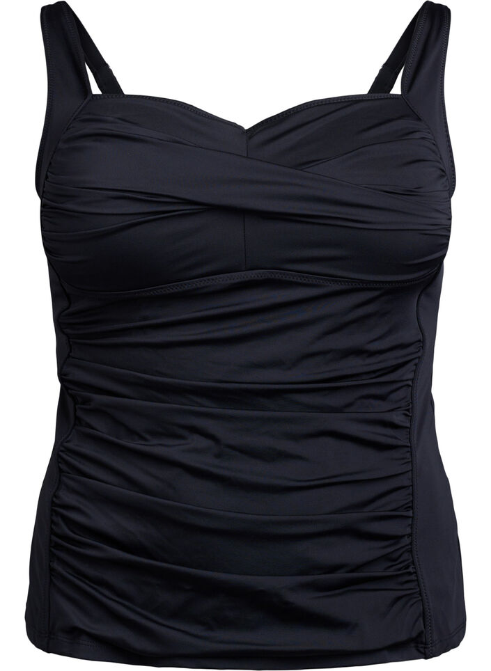 Tankini z drapowaniami, Czarne, Packshot image number 0