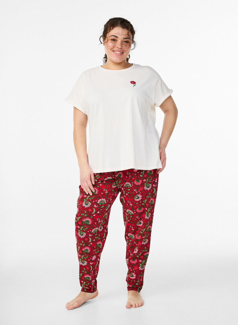 Luzna bawelniana koszulka nocna z nadrukiem, Biały, Model image number 1