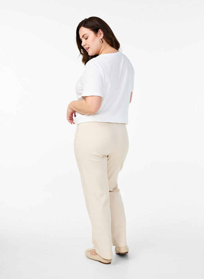 Stretchy pants in viscose, Beige, Model image number 1