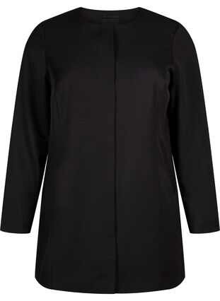Wiosenna kurtka z ukrytym zapieciem na guziki, Black, Packshot image number 0
