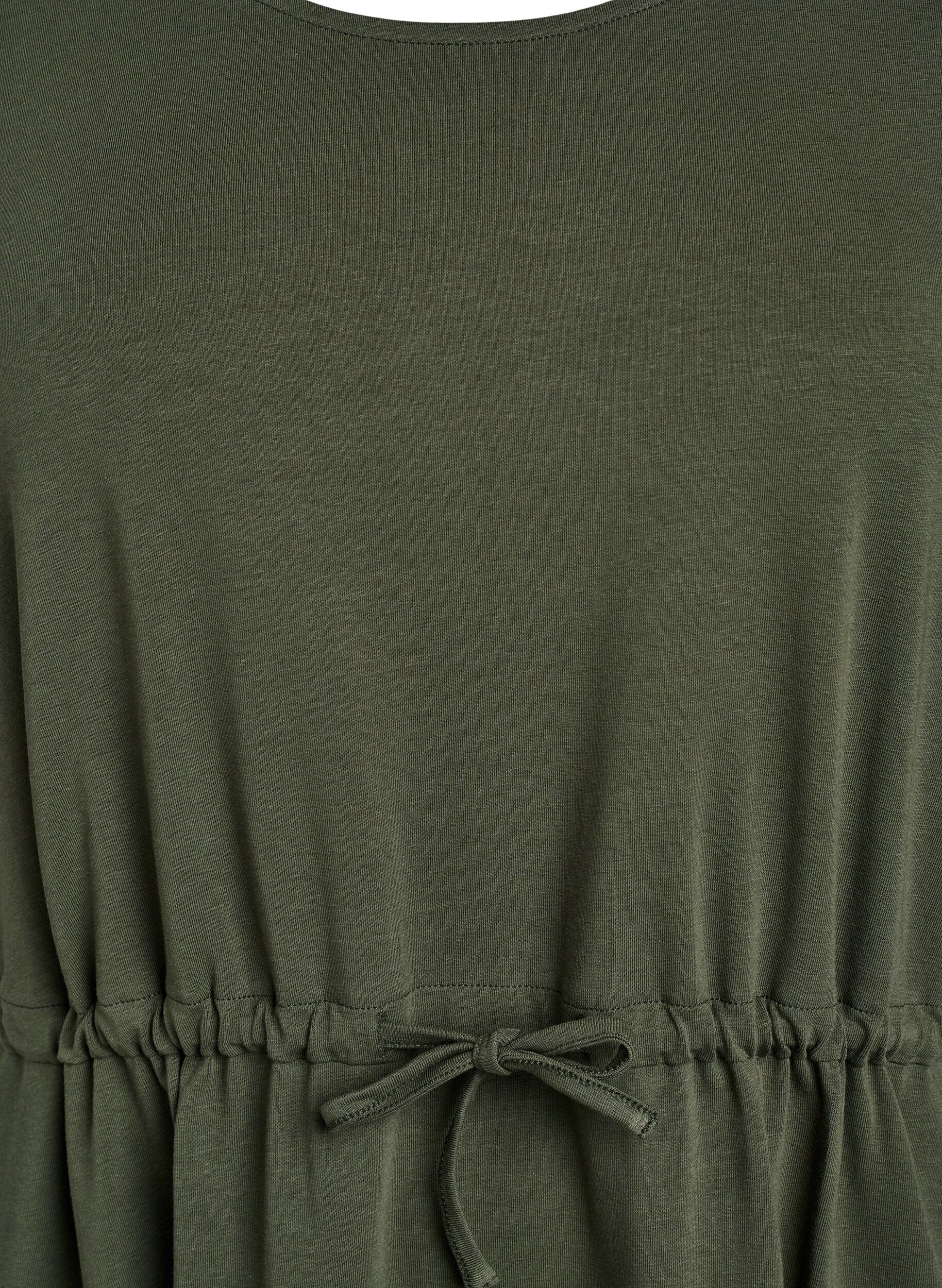 Zizzi Bawelniana sukienka midi z kr&oacute;tkim rekawem, Zielony, Packshot image number 2