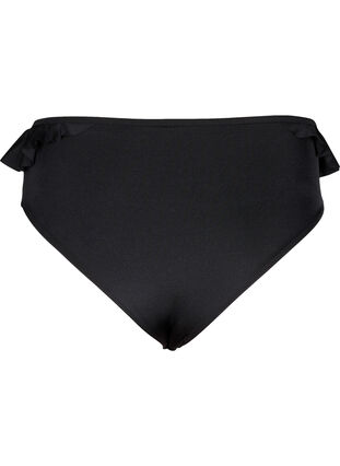 Majtki bikini z falbankami, Black, Packshot image number 1