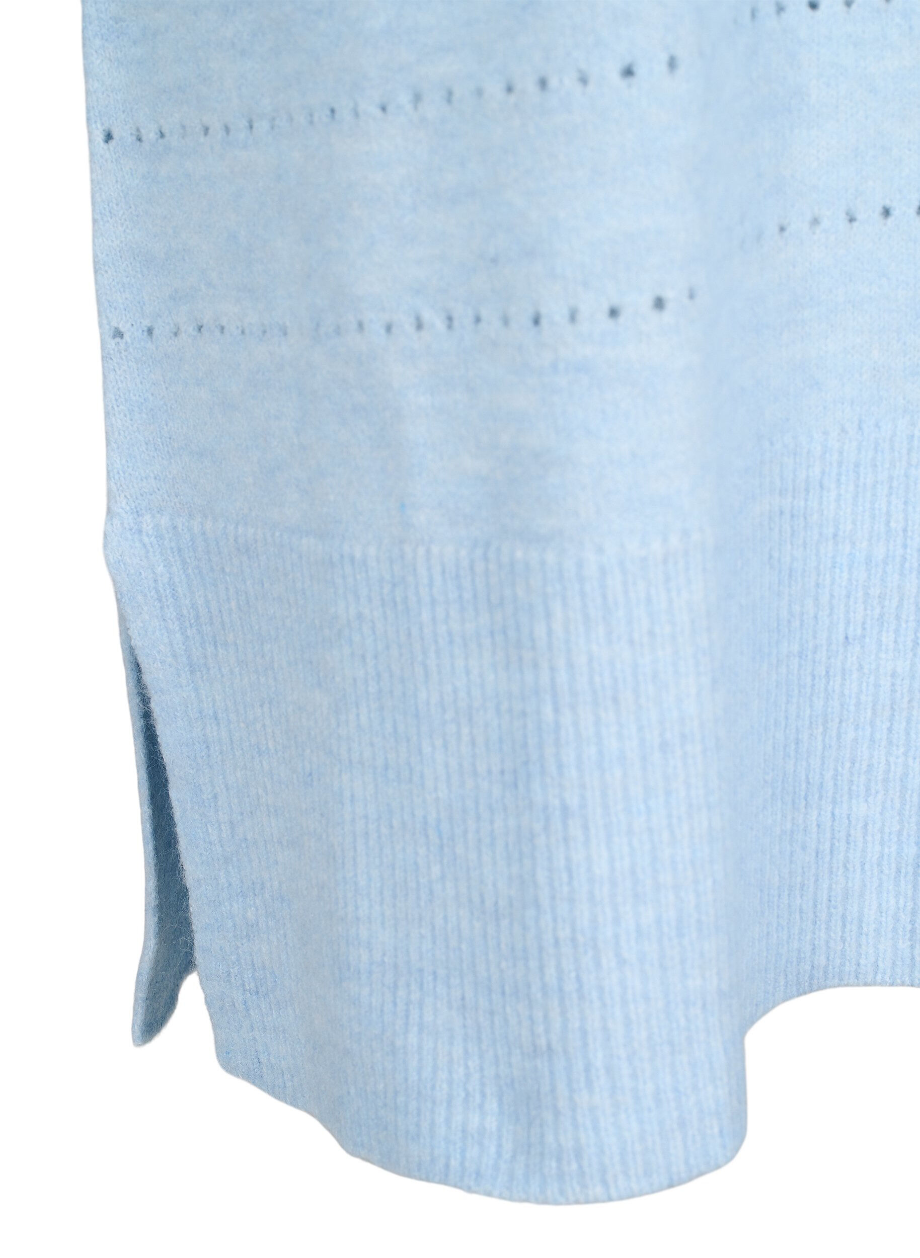 Zizzi Dzianinowa sukienka z rozcieciami i koronkowym wzorem, Cashmere Blue Mel., Packshot image number 3