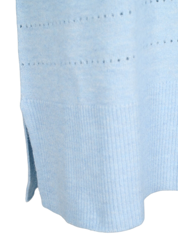 Dzianinowa sukienka z rozcieciami i koronkowym wzorem, Cashmere Blue Mel., Packshot image number 3