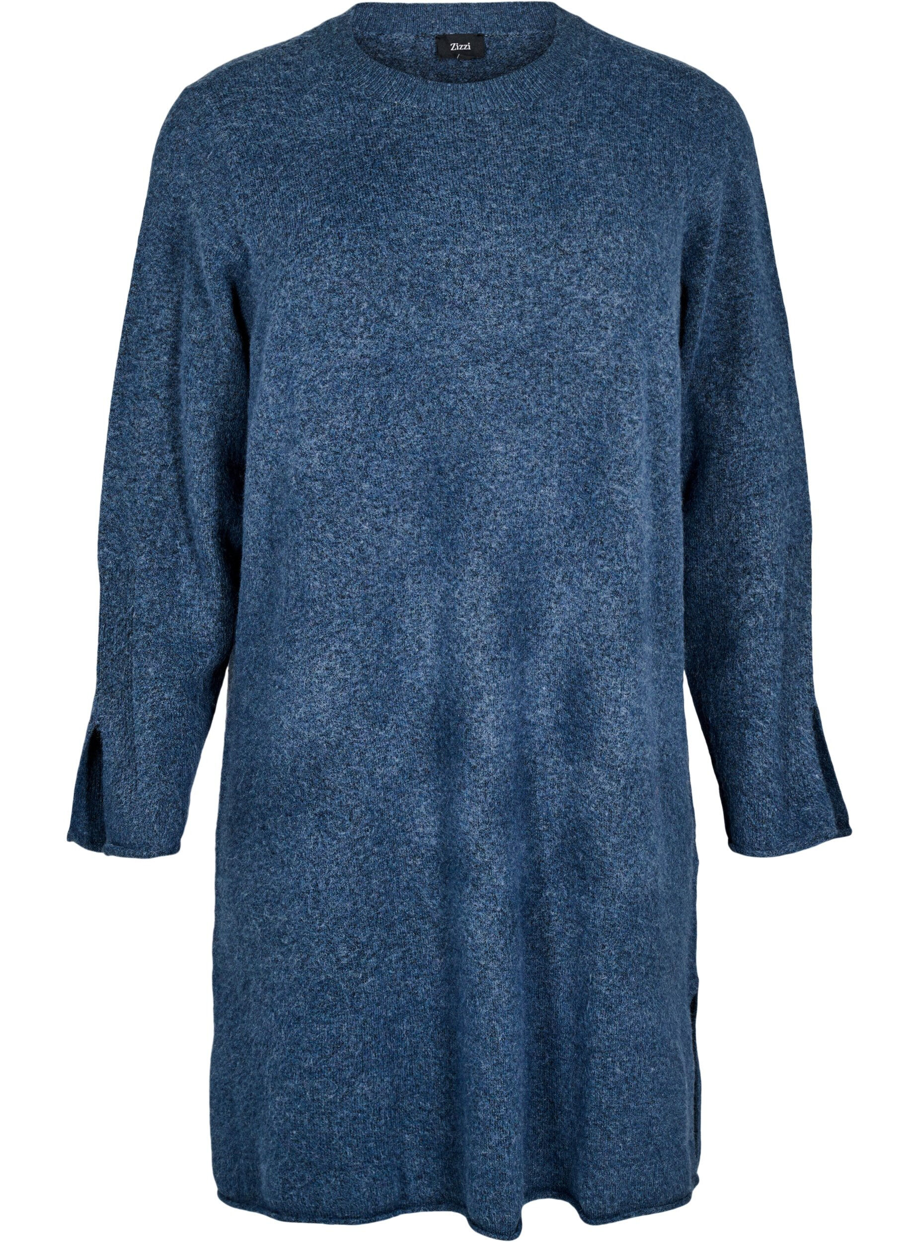 Zizzi Sukienka dzianinowa z rozcieciami, Bering Sea Mel., Packshot image number 0