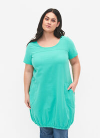Bawelniana sukienka z krótkim rekawem, Aqua Green, Model