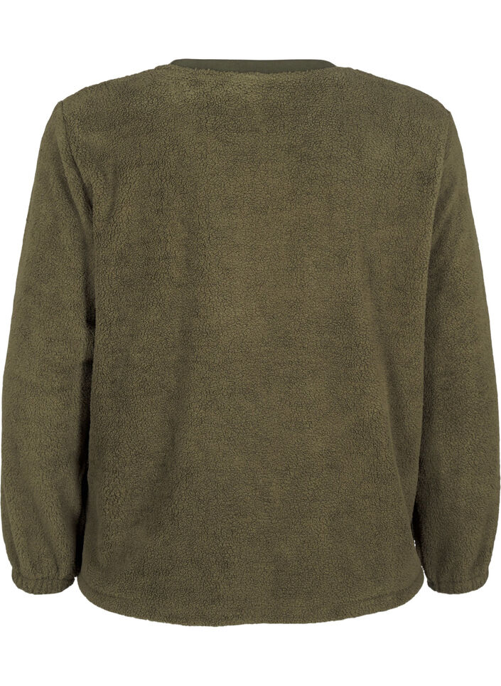 Luzna pluszowa bluzka z okraglym dekoltem, Forest Night, Packshot image number 1