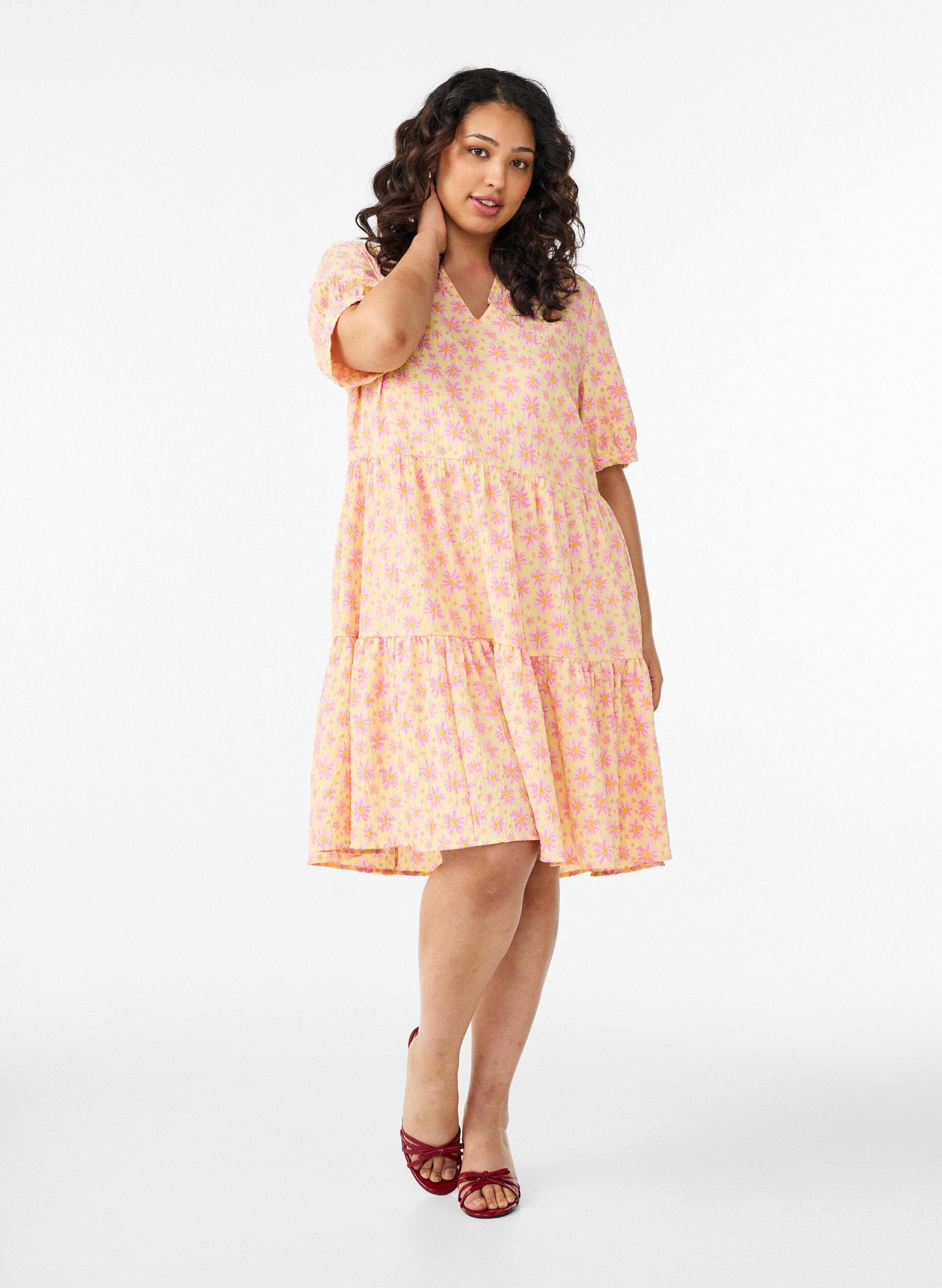 ZizziKr&oacute;tka sukienka o kroju A, Ż&oacute;łty, Model image number 1