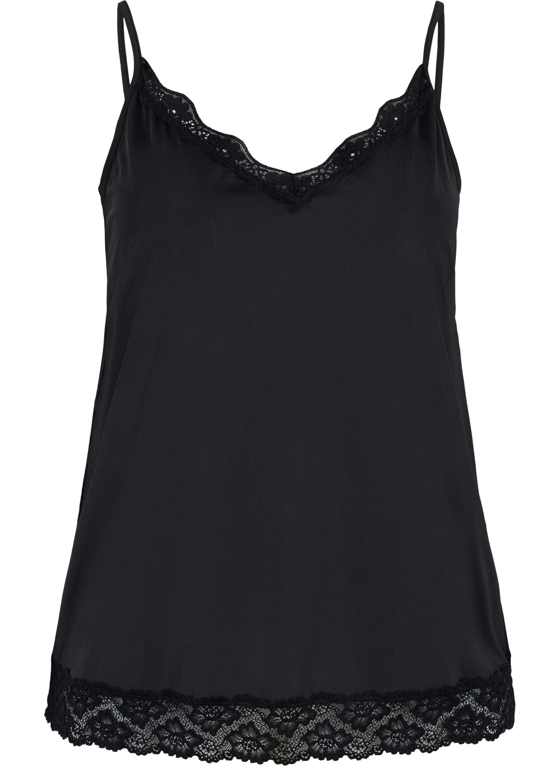 Zizzi Night top with lace details, Black, Packshot image number 0