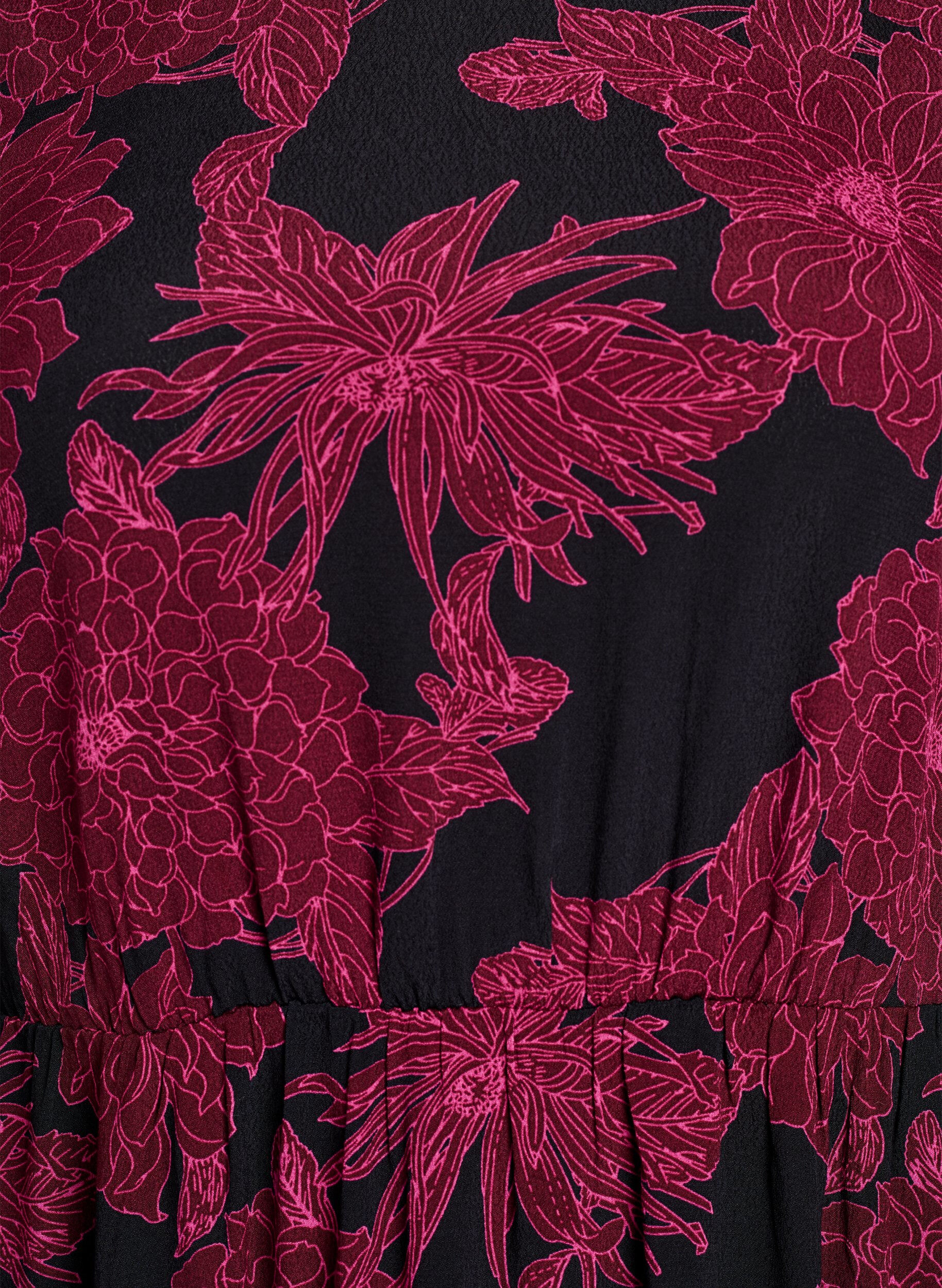 Zizzi Wiskozowa sukienka z&nbsp;nadrukiem i&nbsp;dlugimi rekawami, Ciemnobordowy, Packshot image number 2