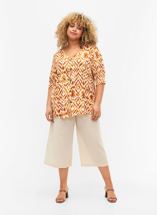 Wiskozowa bluzka z guzikami, Amber Green Tribe, Model image number 2