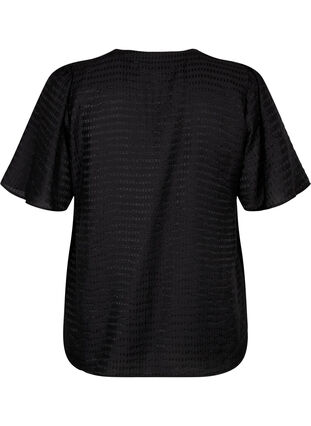 Bluzka koszulowa z lyocellu z faktura, Black, Packshot image number 1
